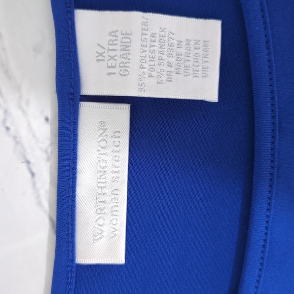 WORTHINGTON LIGHTWEIGHT STRETCH LONG SLEEVE SHOULDER ROYAL 💙 TOP 1X - Picture 3 of 3